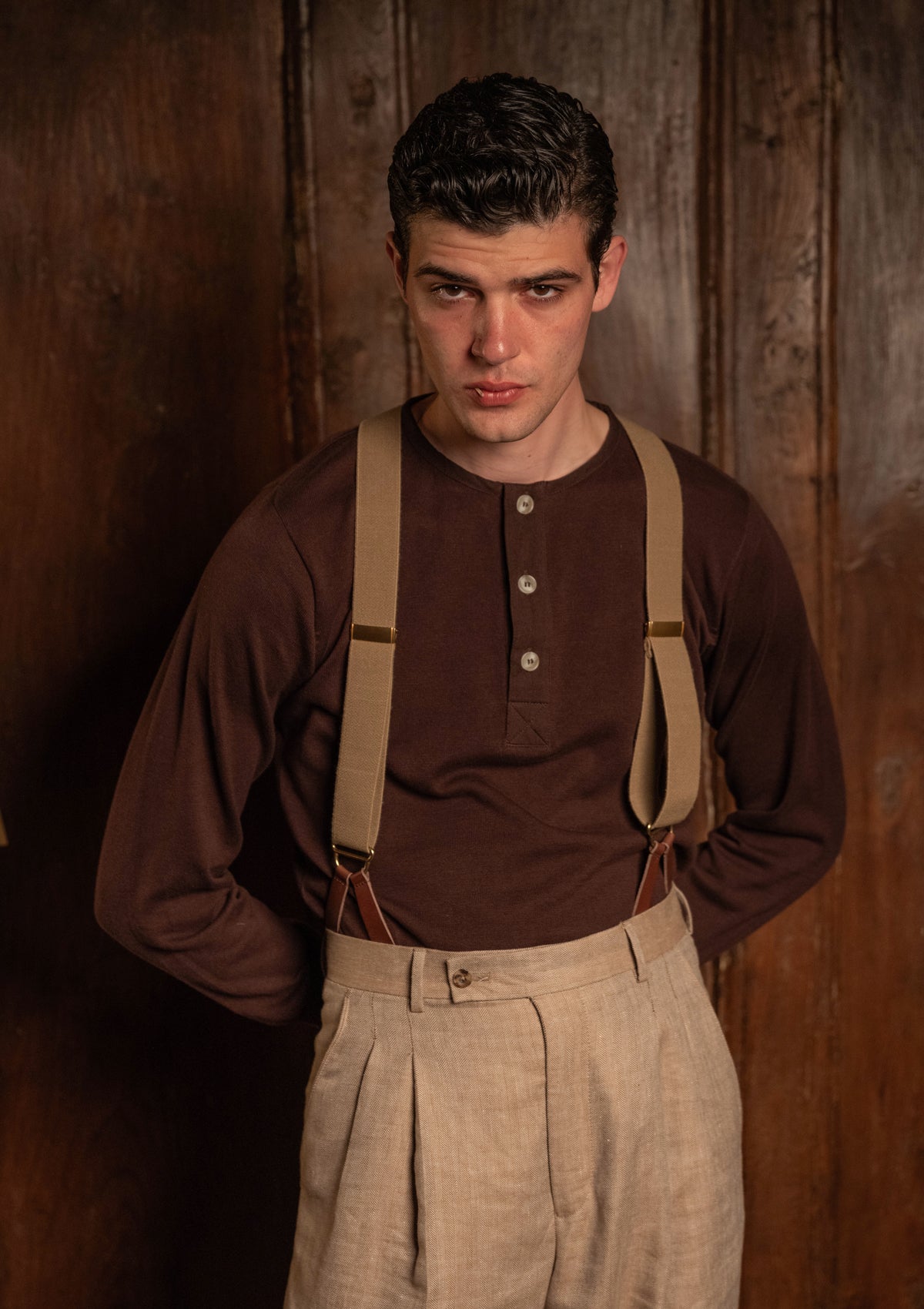 Long Sleeve Henley - Tobacco