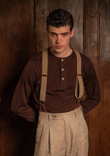 Long Sleeve Henley - Tobacco