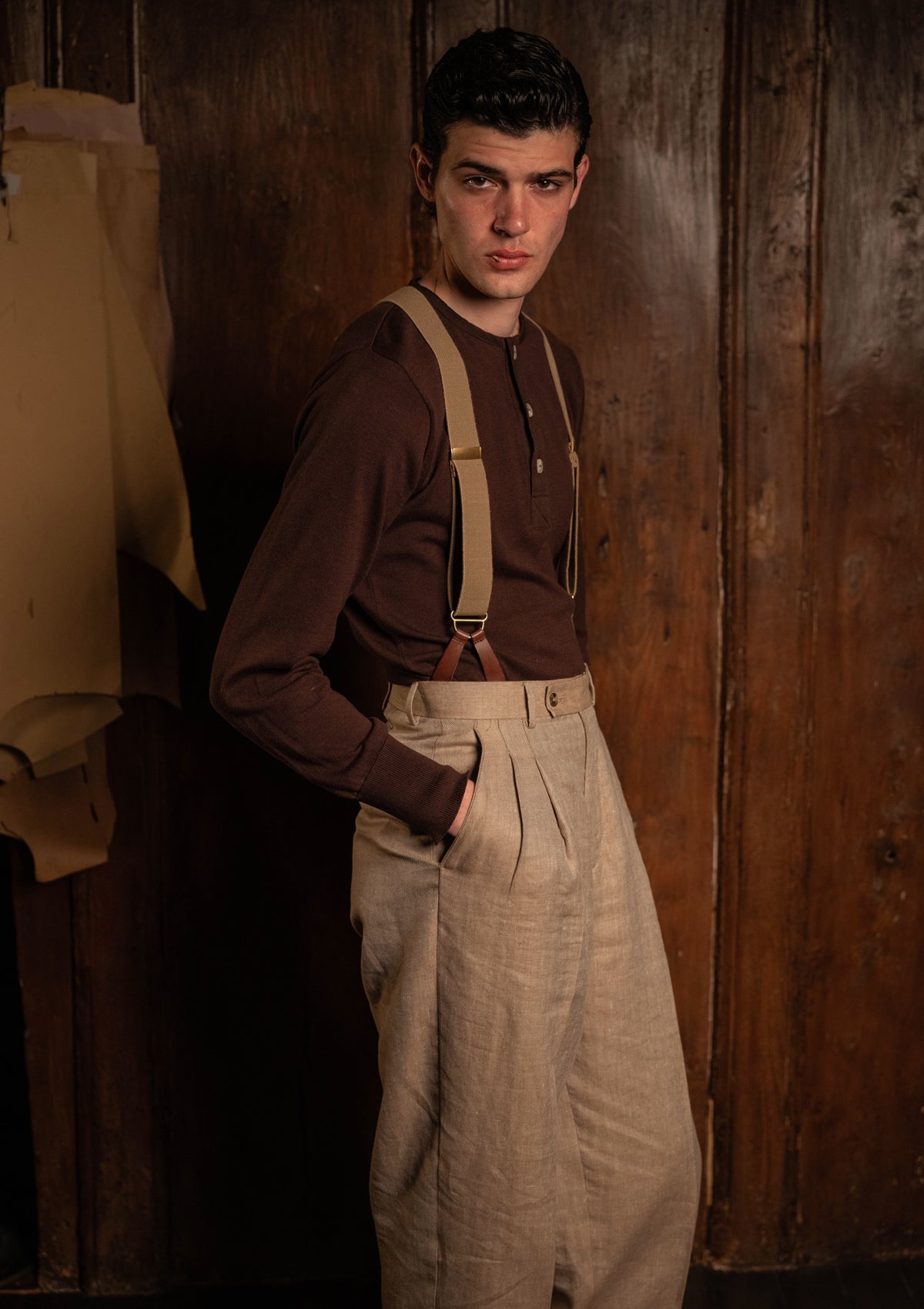 Long Sleeve Henley - Tobacco