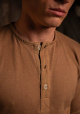Long Sleeve Henley - Caramel