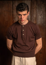 Short Sleeve Henley - Tobacco