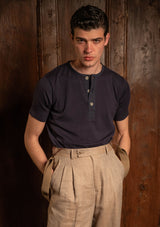 Short Sleeve Henley - Navy