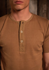 Short Sleeve Henley - Caramel