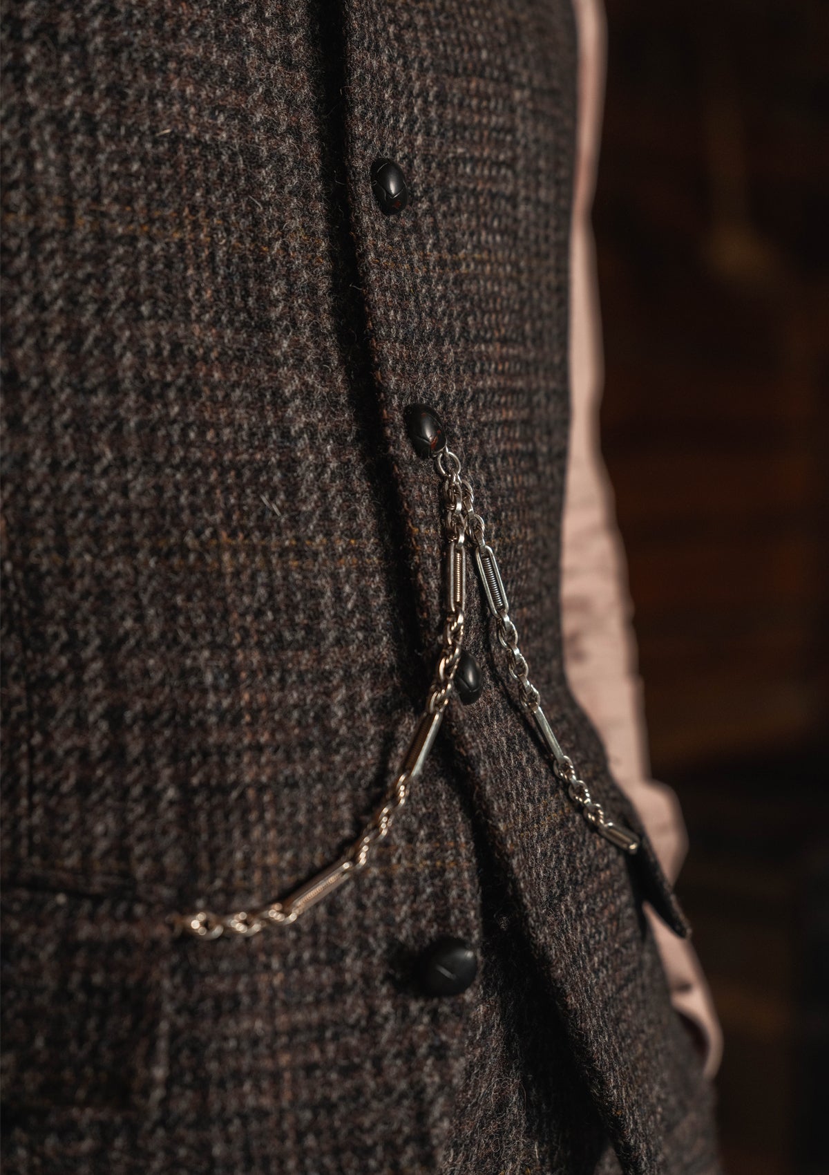 Brockman Harris Tweed Waistcoat - Dark Cedar