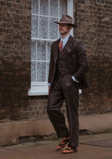 The Munro 3 Piece Suit - Dark Taupe with Vintage Grey Stripe