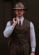 The Munro 3 Piece Suit - Dark Taupe with Vintage Grey Stripe