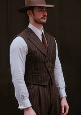 The Munro 3 Piece Suit - Dark Taupe with Vintage Grey Stripe