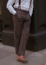 The Munro 3 Piece Suit - Dark Taupe with Vintage Grey Stripe