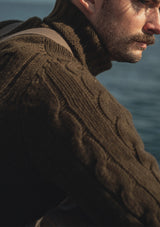 Anderson Cable Knit Super-soft Lambswool Sweater - Shipyard Pine