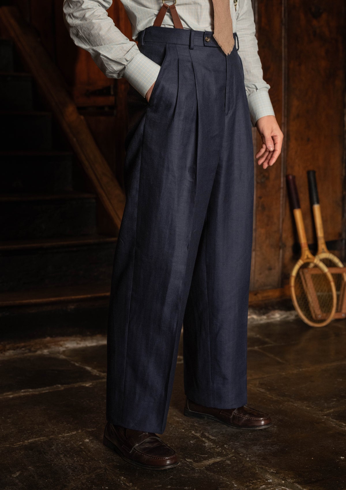 Brockman Clark Trouser - Navy Herringbone