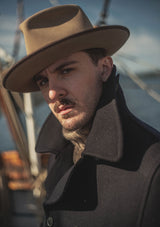 Storm-Collar Pure Wool Pea Coat - Navy