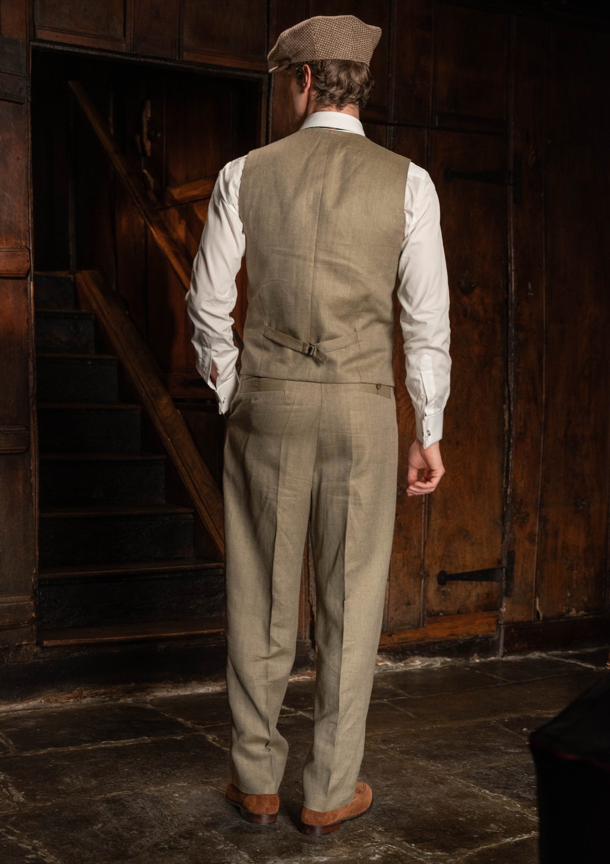 Coleman Waistcoat - Sage Herringbone