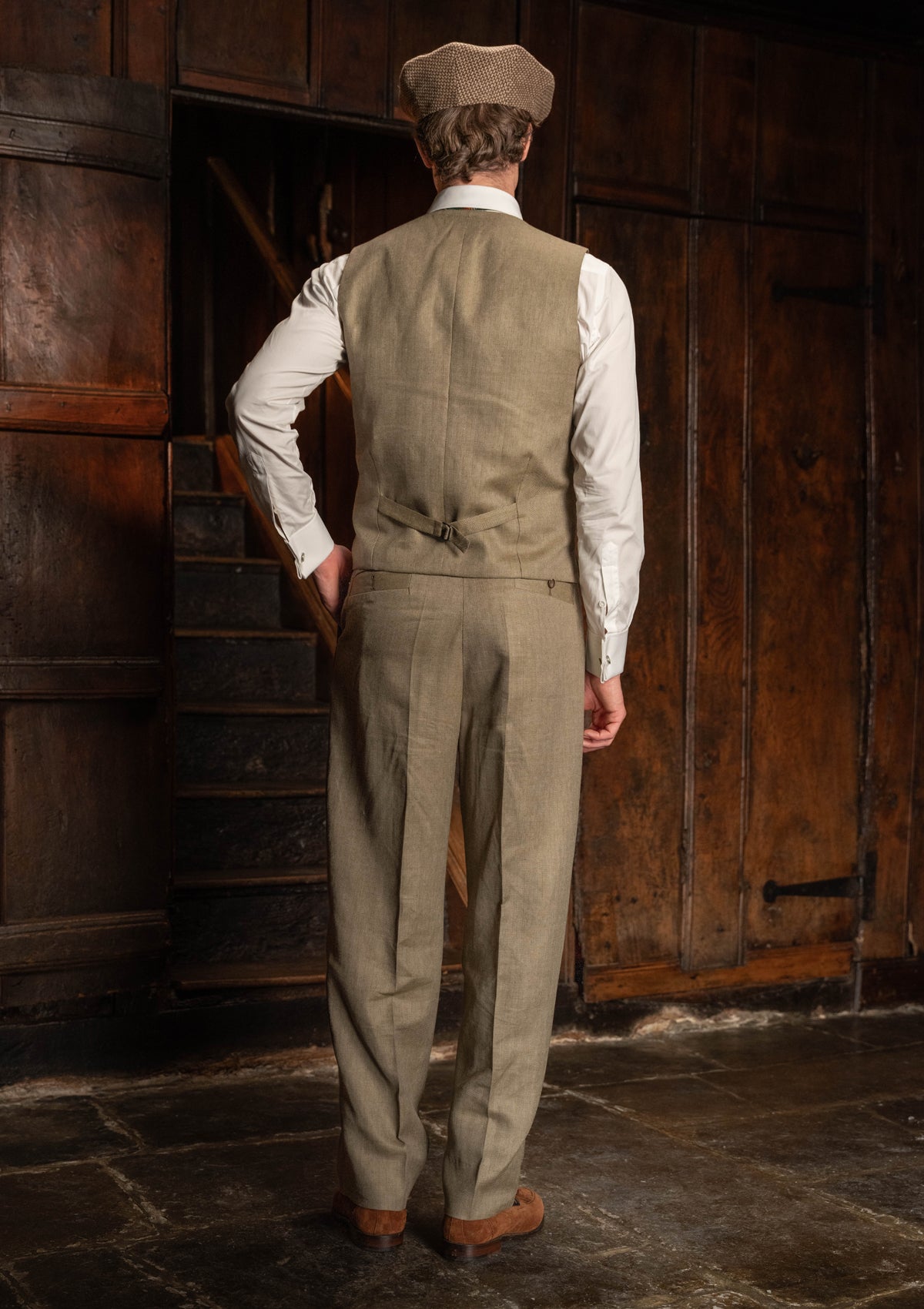 Coleman Waistcoat - Sage Herringbone