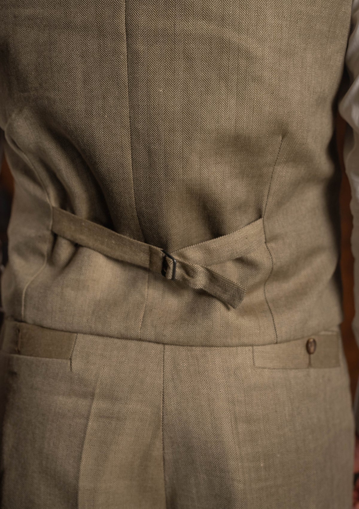 Coleman Waistcoat - Sage Herringbone