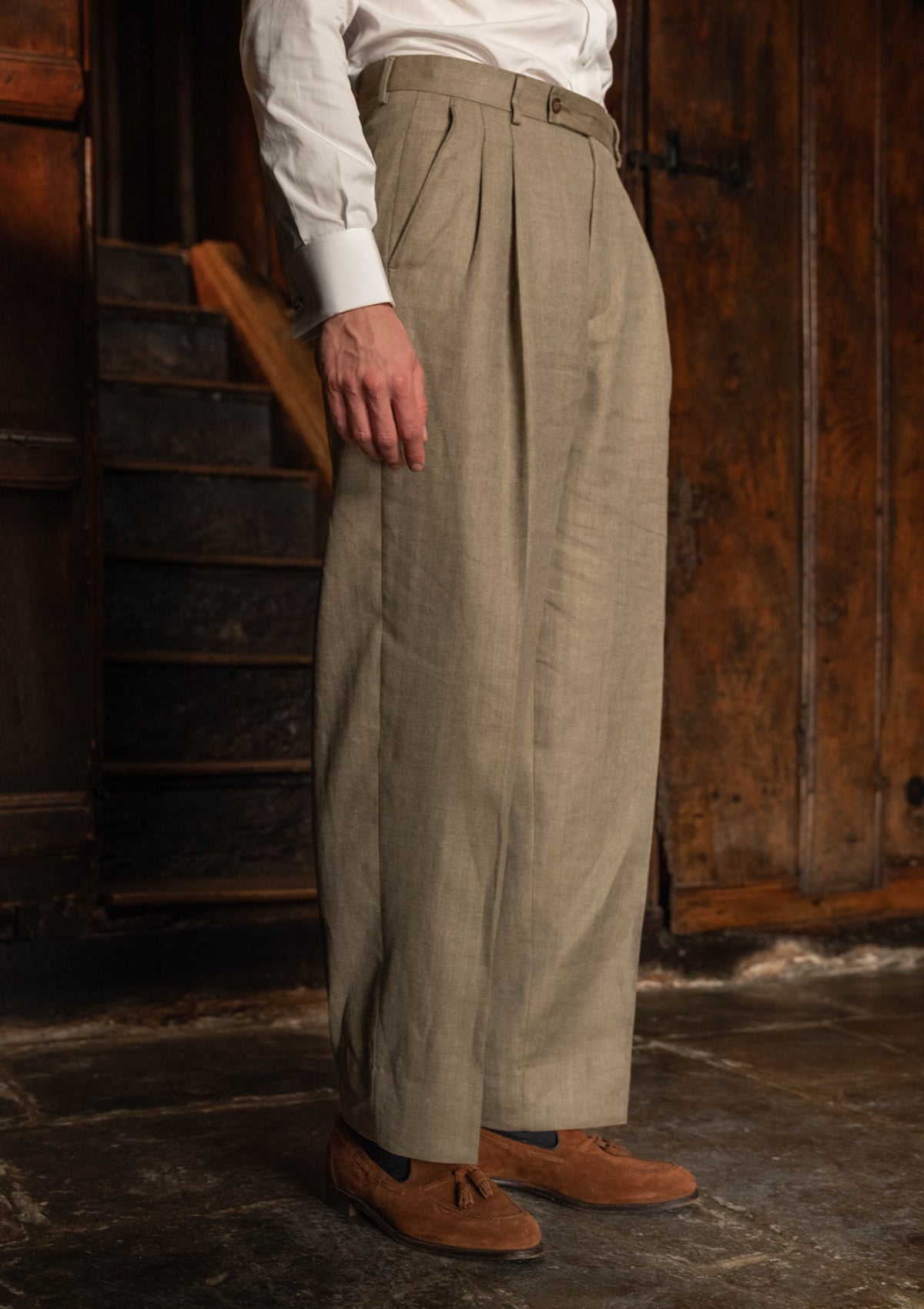 Coleman Clark Trouser - Sage Herringbone