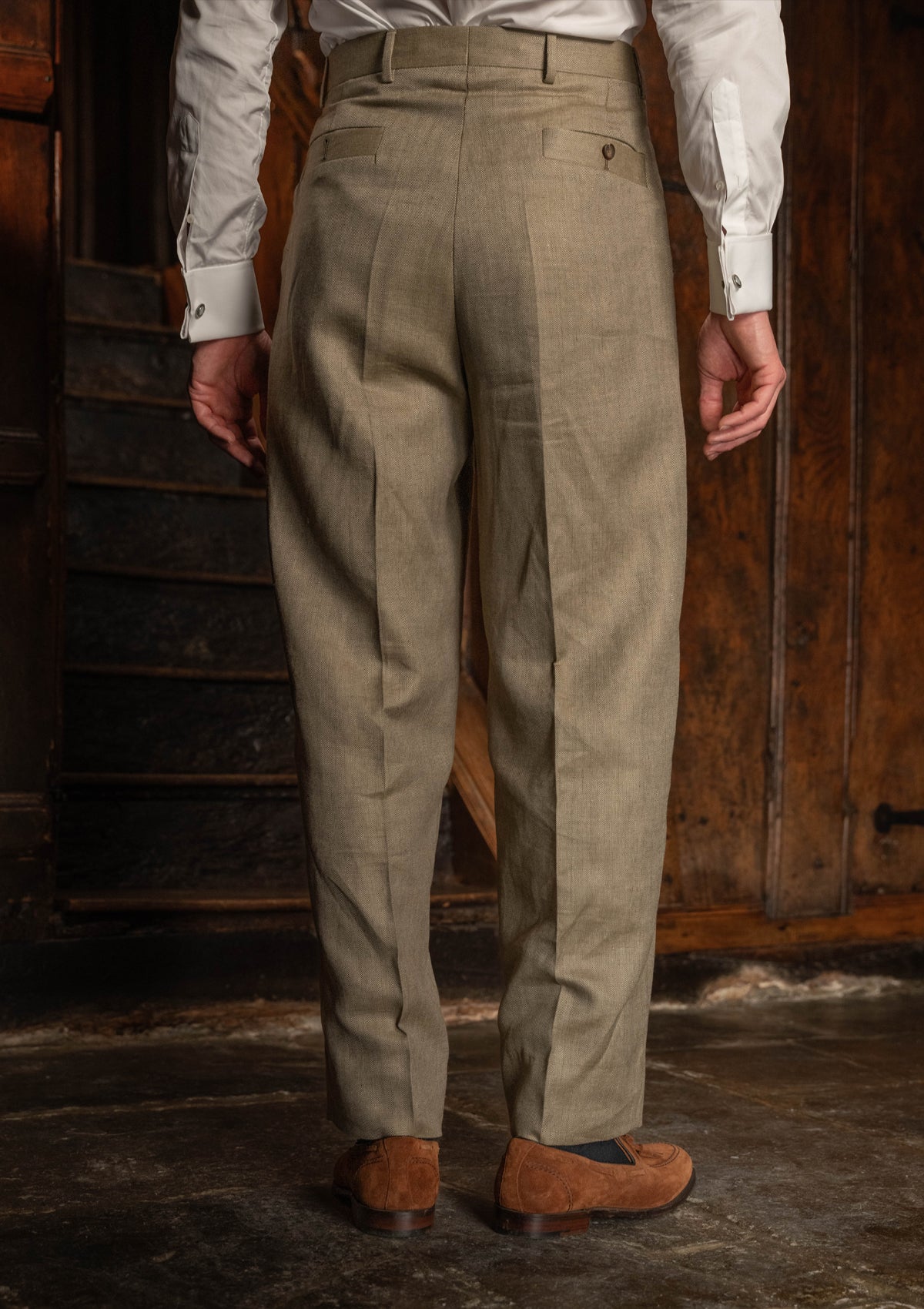 Coleman Clark Trouser - Sage Herringbone