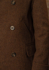 Storm-Collar Pure Wool Pea Coat - Tawny Rust