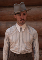 Spearpoint Shirt in Japanese Cotton - Navy Pinstripe