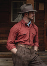 Early Western Shirt - Rust Red Lightweight Linen