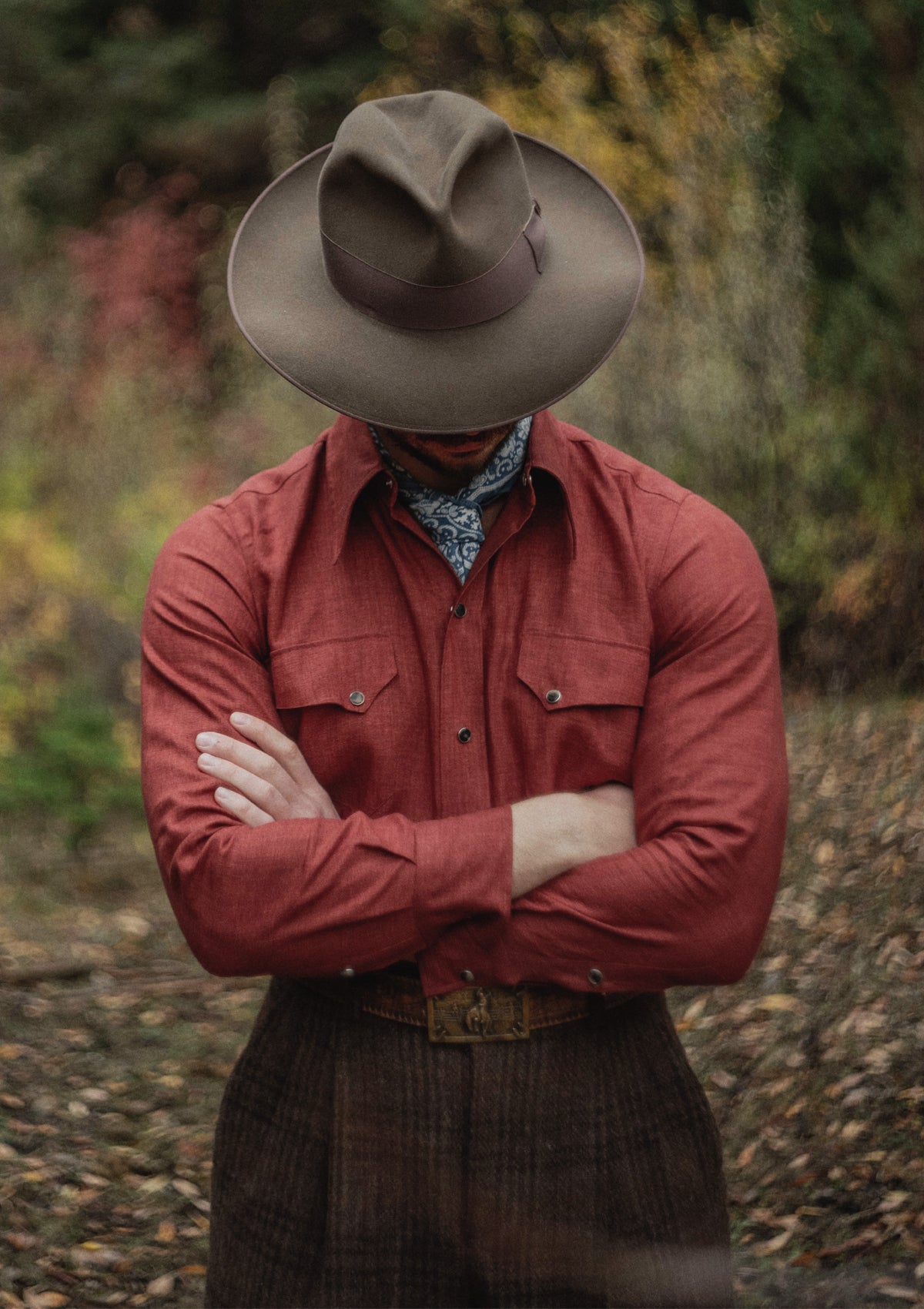 Early Western Shirt - Rust Red Lightweight Linen