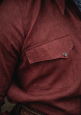 Early Western Shirt - Rust Red Lightweight Linen