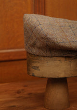 Regency 50 Pence Cap - Rust & Navy Windowpane Harris Tweed