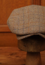 Regency 50 Pence Cap - Rust & Navy Windowpane Harris Tweed