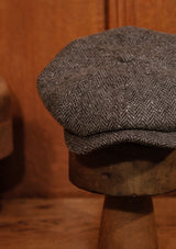 Ridgmount Baker Boy (Narrow Width) Grey Herringbone Donegal Tweed