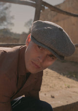 Fulton Baker Boy - (Mid-Width) High Contrast Grey Herringbone Pure Silk