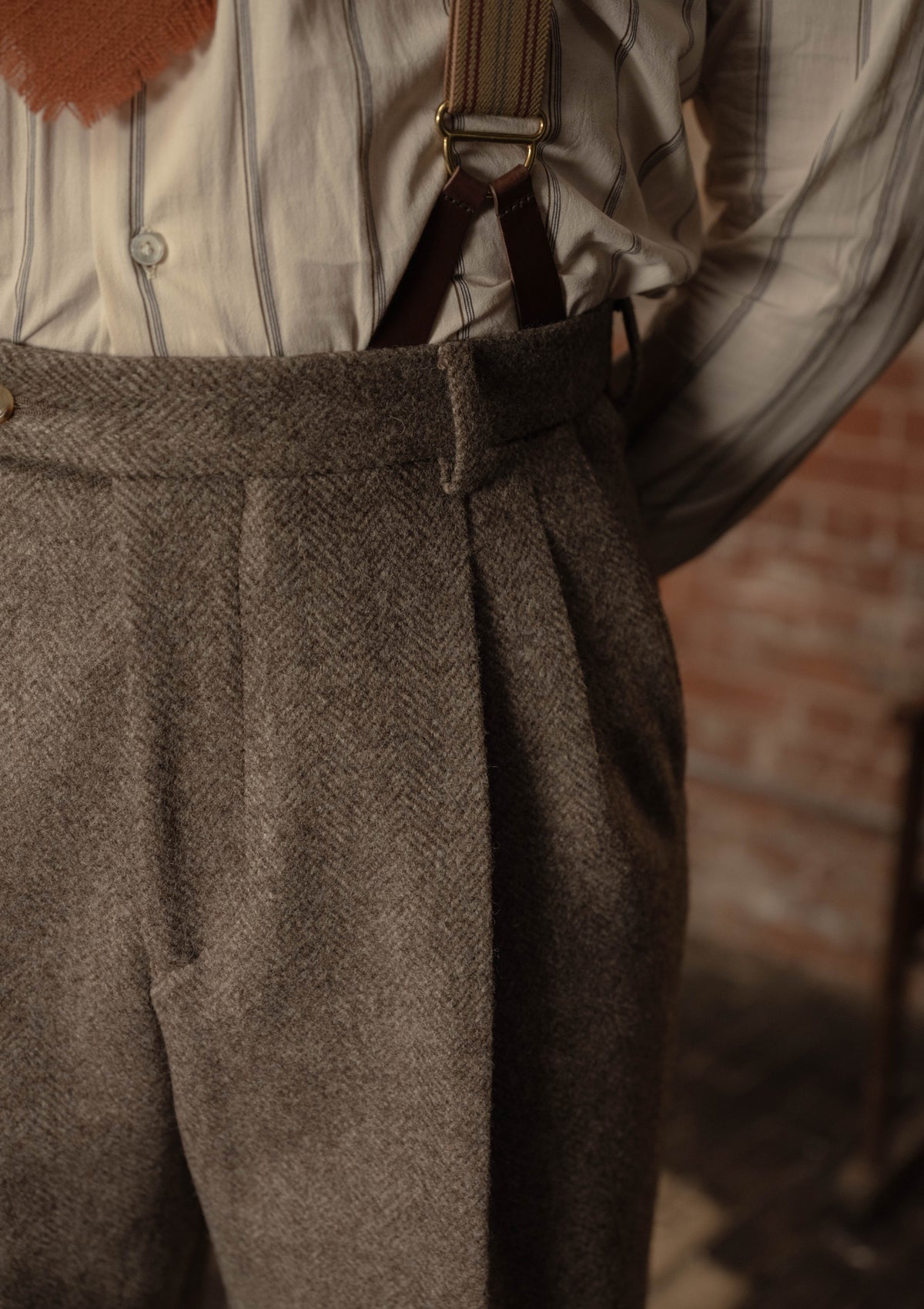 Rivera Clark Trouser - Oatstone Herringbone