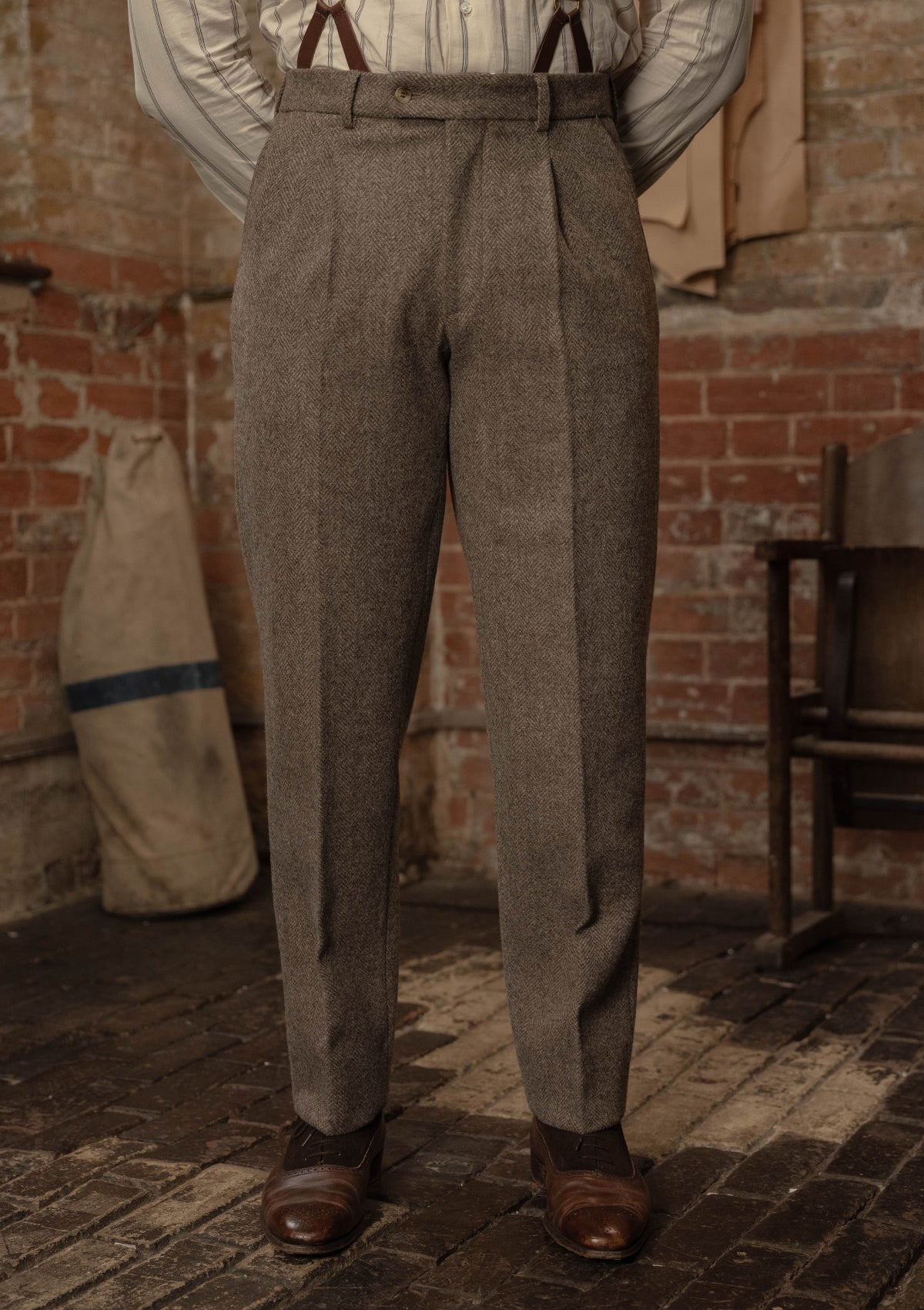 Rivera Clark Trouser - Oatstone Herringbone