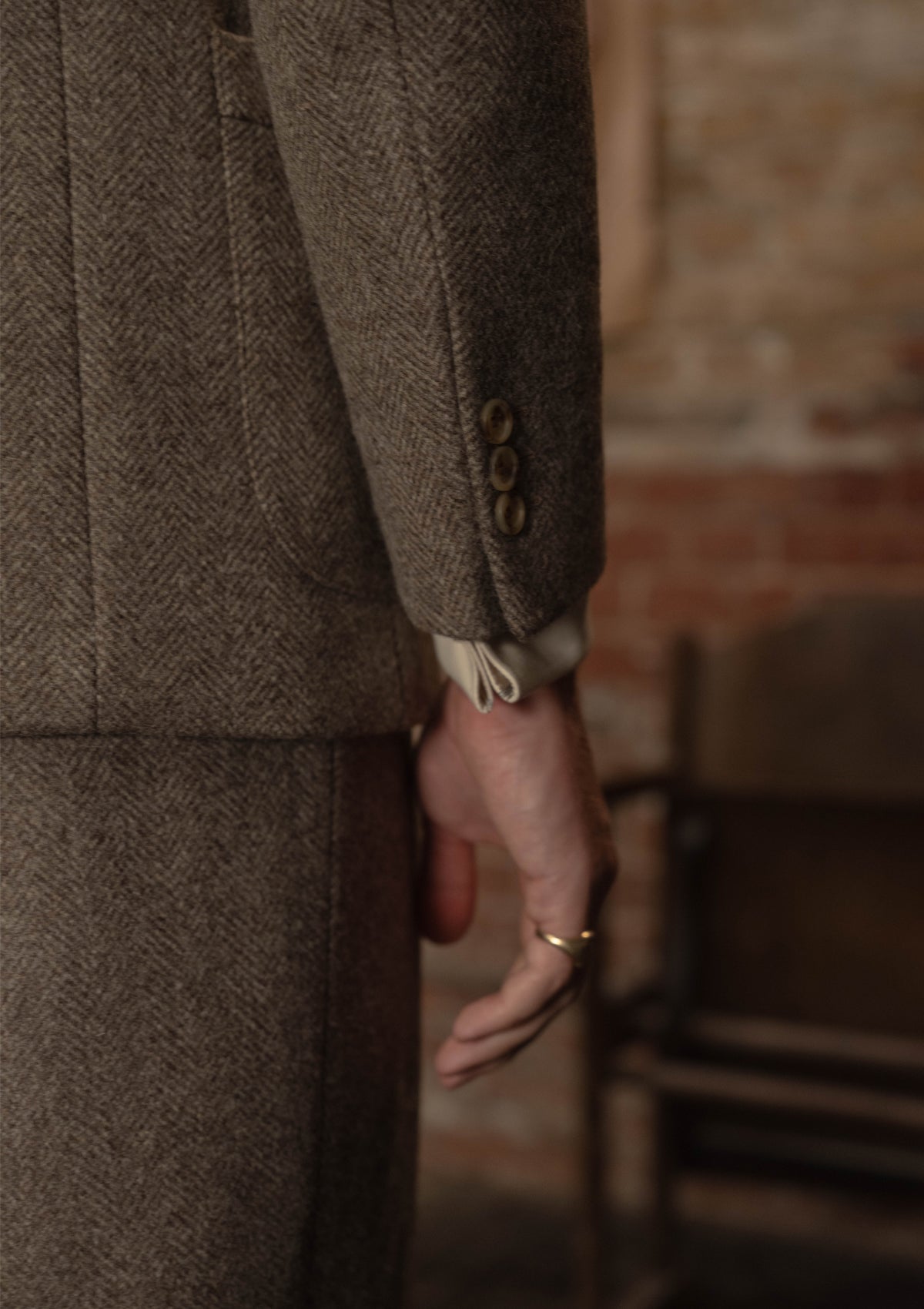 Rivera Pleated Pocket Jacket - Oatstone Herringbone