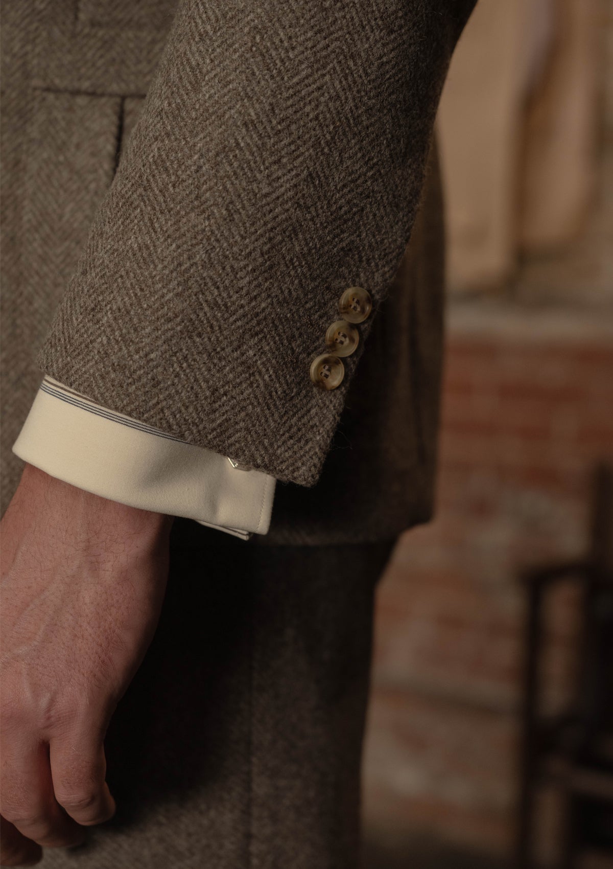 Rivera Pleated Pocket Jacket - Oatstone Herringbone