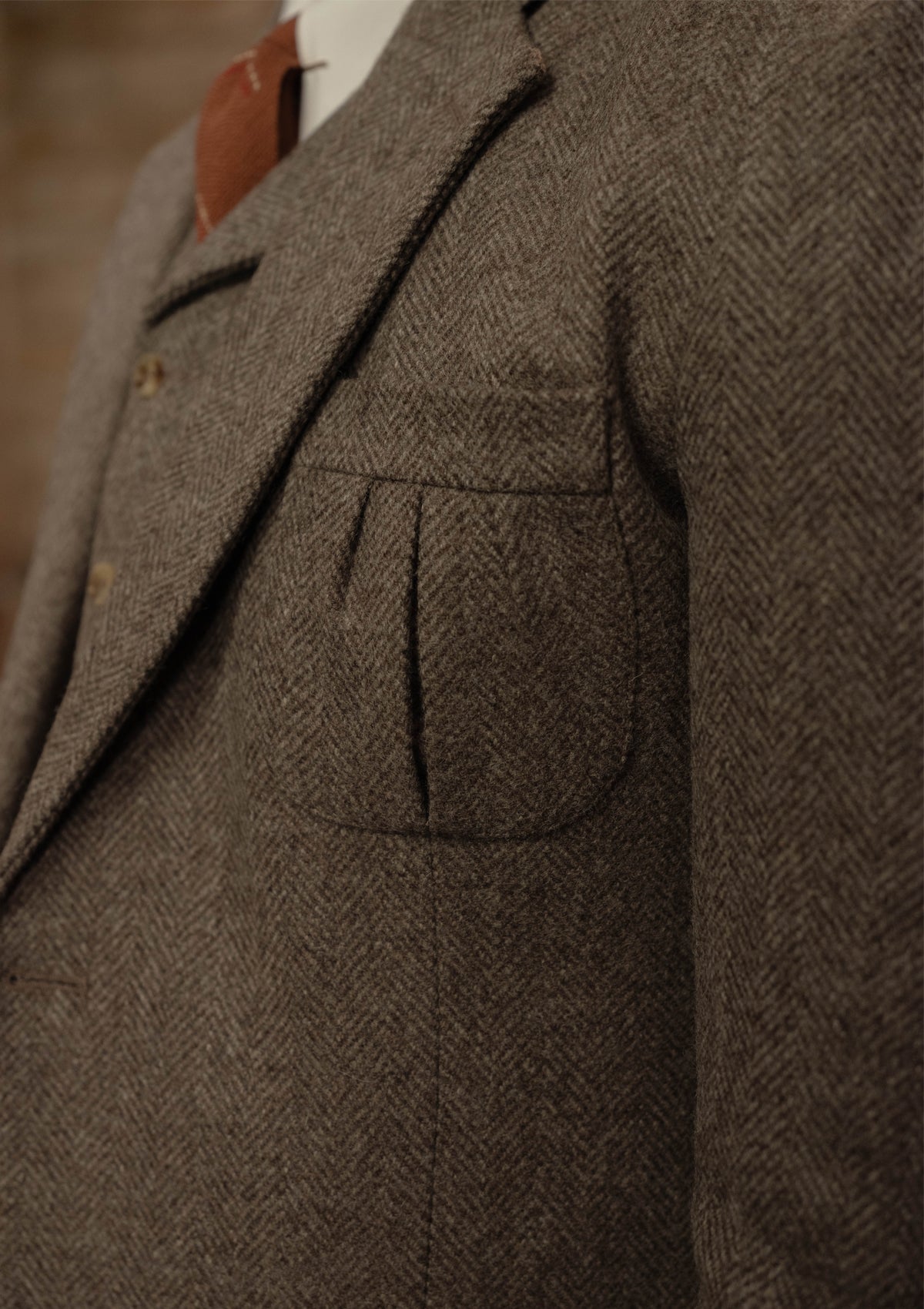 Rivera Pleated Pocket Jacket - Oatstone Herringbone