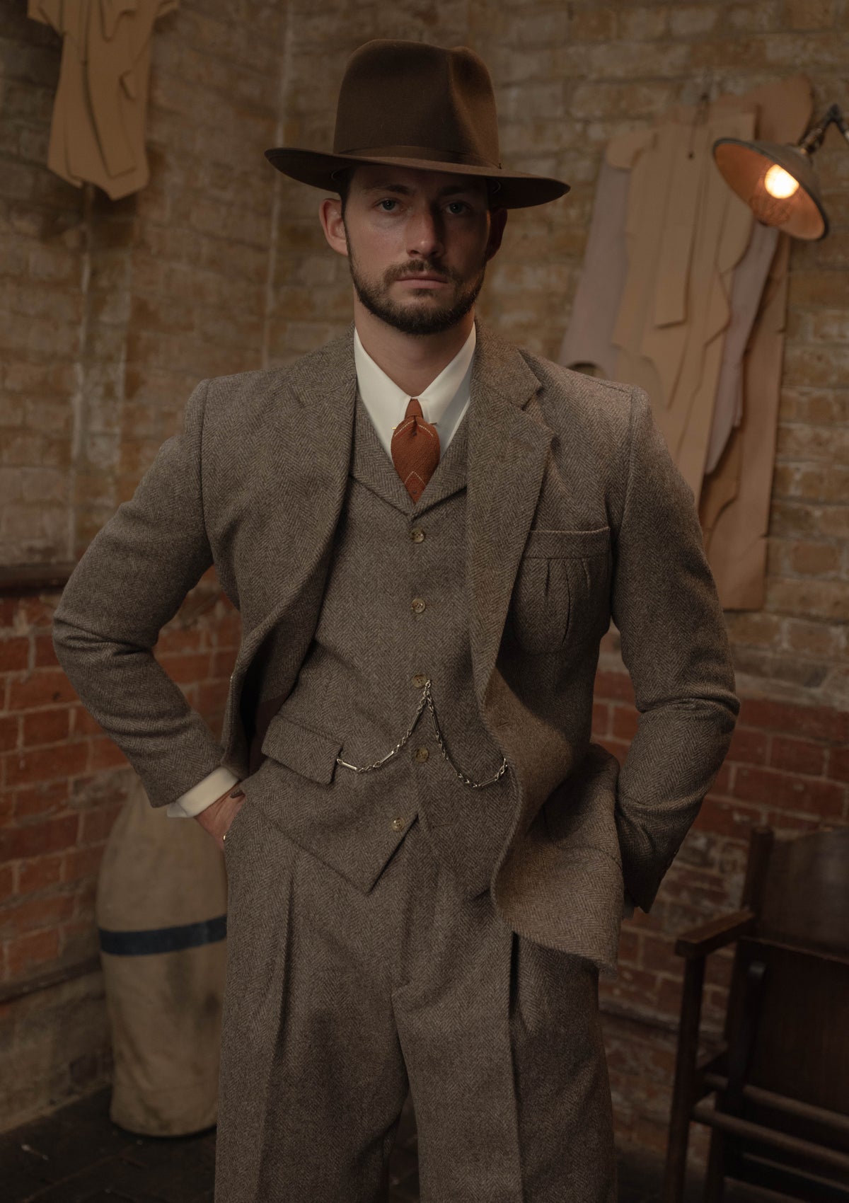 Rivera Pleated Pocket Jacket - Oatstone Herringbone