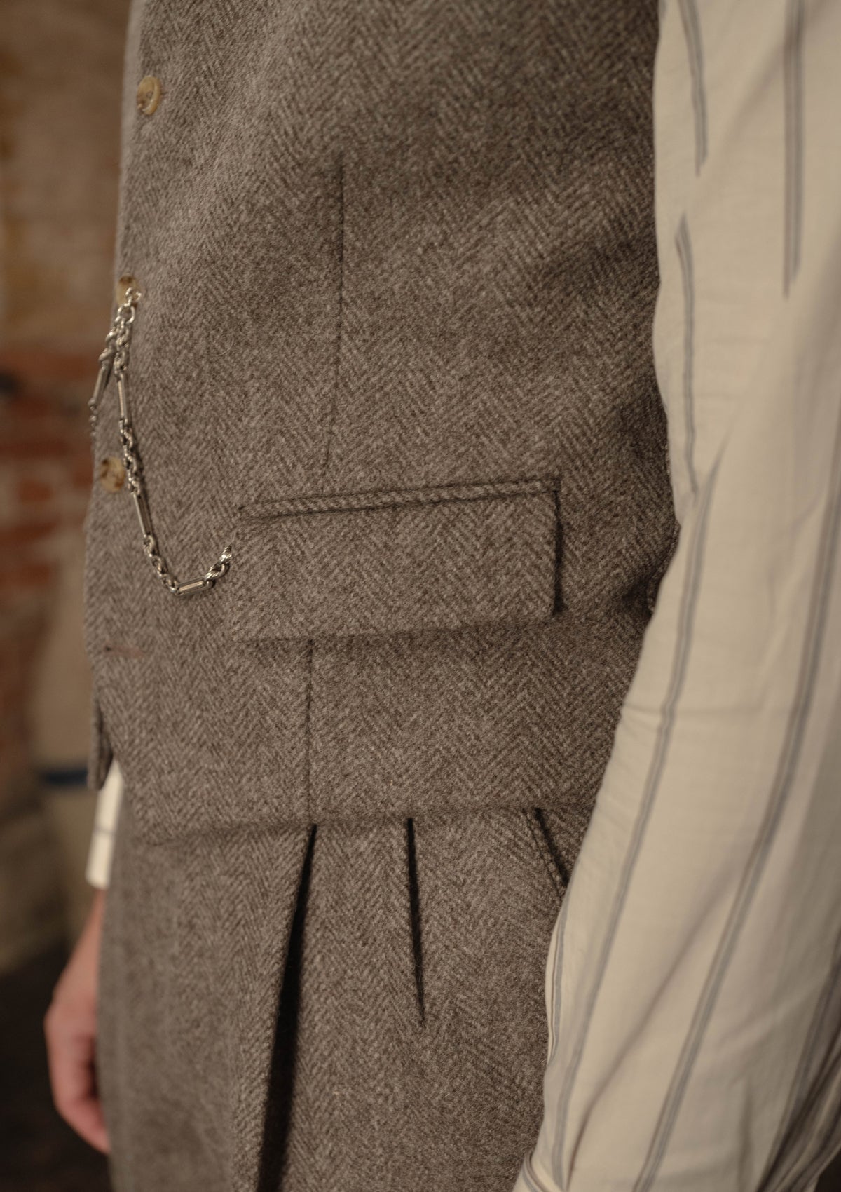 Rivera Waistcoat - Oatstone Herringbone