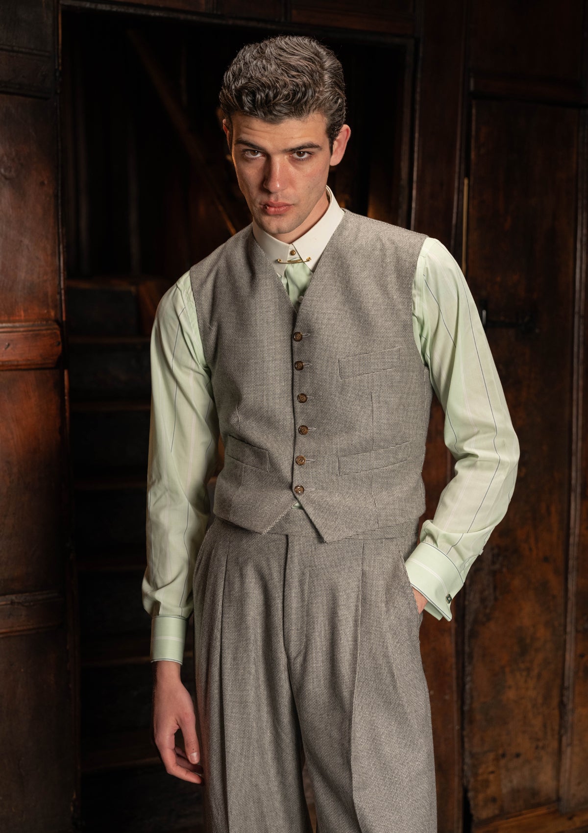 Rivera Cropped Waistcoat - Dove Stone Grey