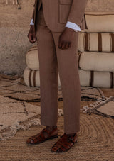 Bailey Tapered Trouser - Kasbah Brown Herringbone