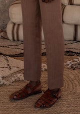 Bailey Tapered Trouser - Kasbah Brown Herringbone