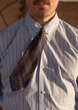 Classic Cotton Shirt With Spearpoint Collar & Blue Micro Stripe - French Double Cuff