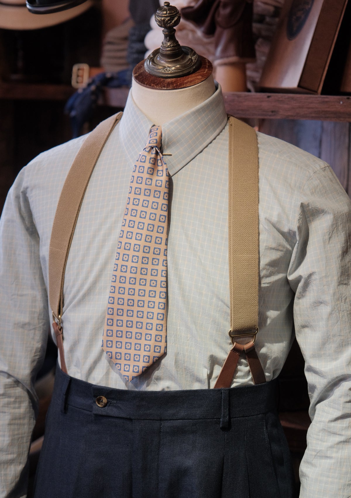 Spearpoint Japanese Cotton Shirt - Sky Check