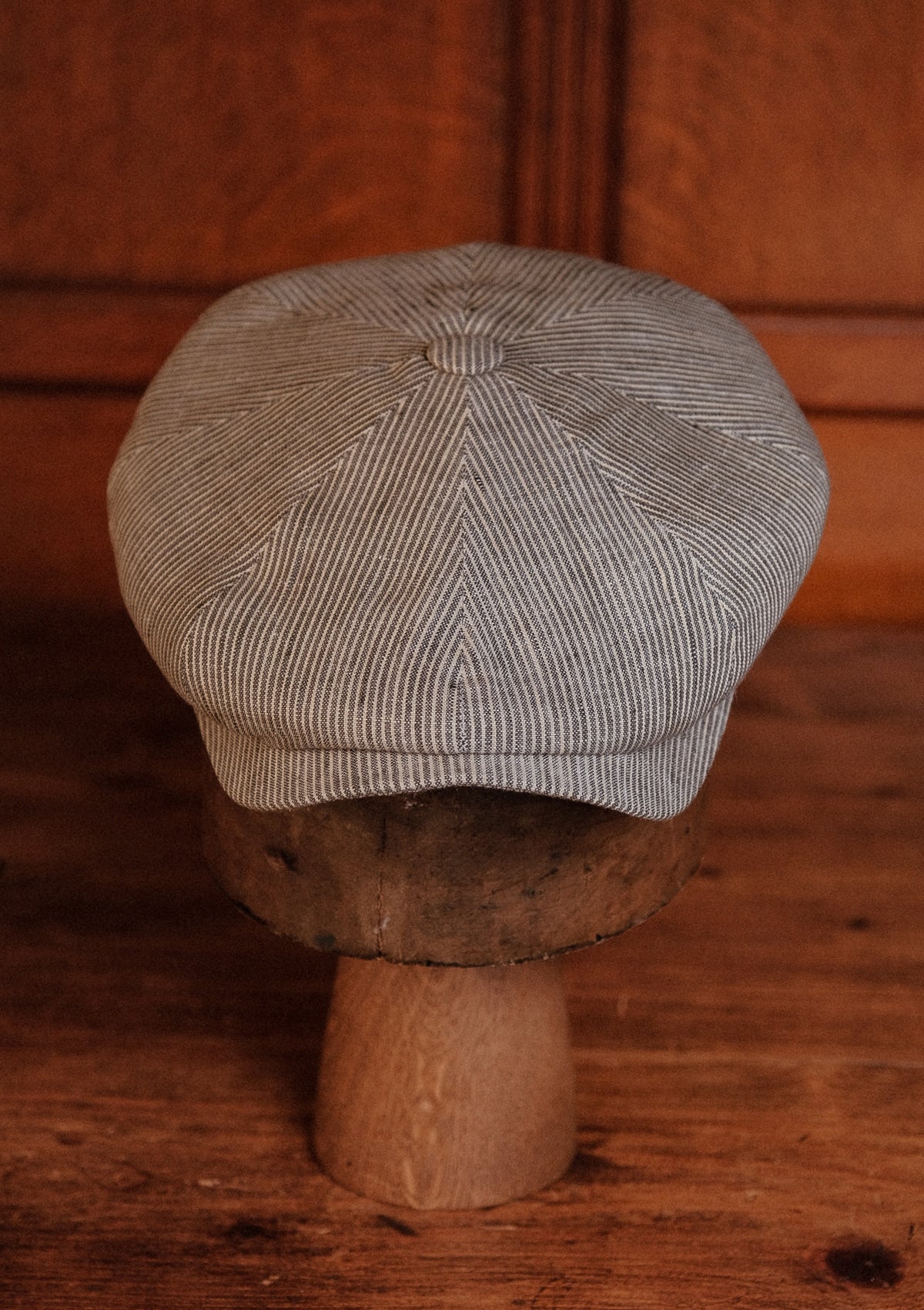 Gower Baker Boy - (Mid-Width) Denim Stripe Linen