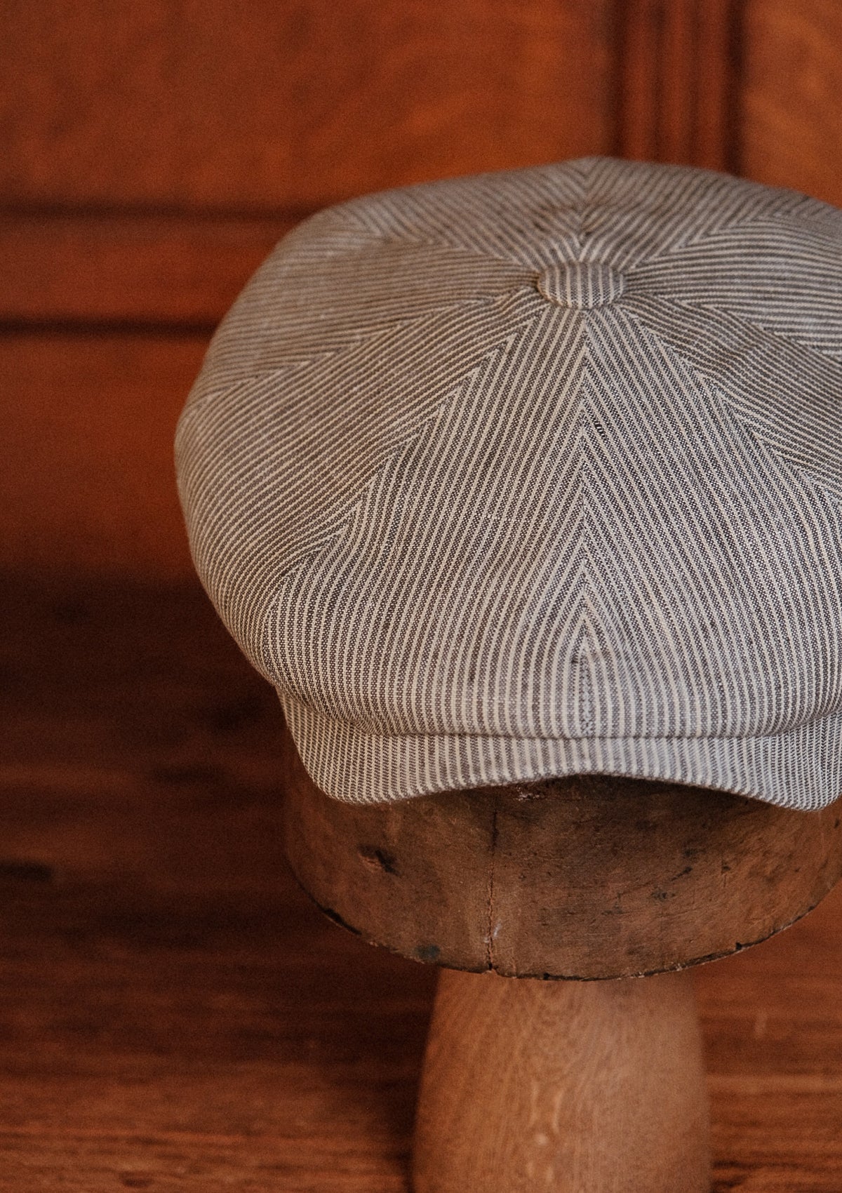 Gower Baker Boy - (Mid-Width) Denim Stripe Linen