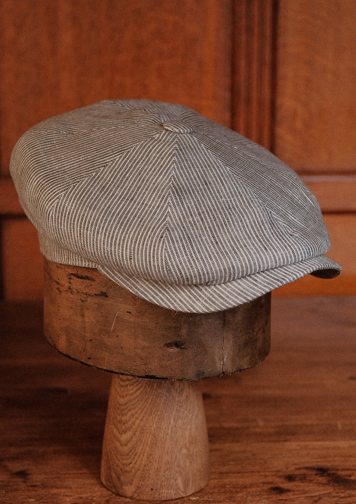 Gower Baker Boy - (Mid-Width) Denim Stripe Linen