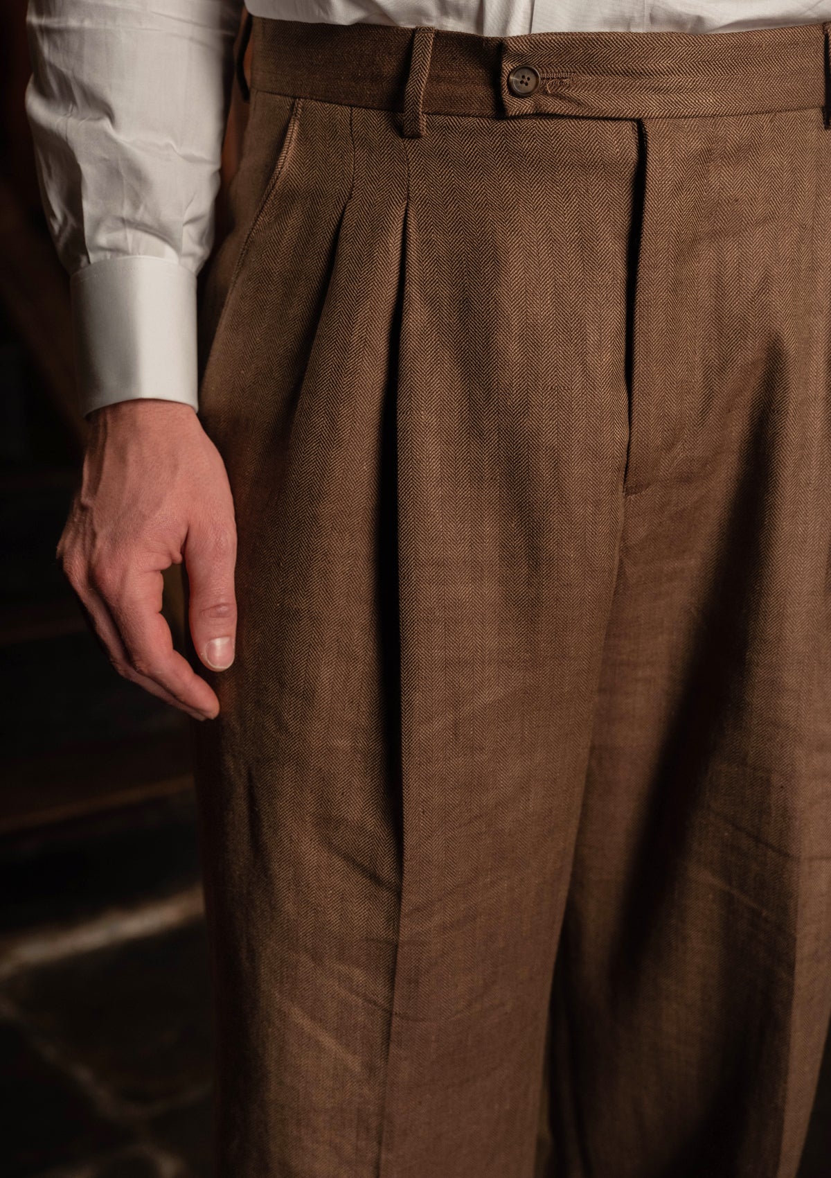 Brockman Clark Trouser - Toasted Grain Herringbone