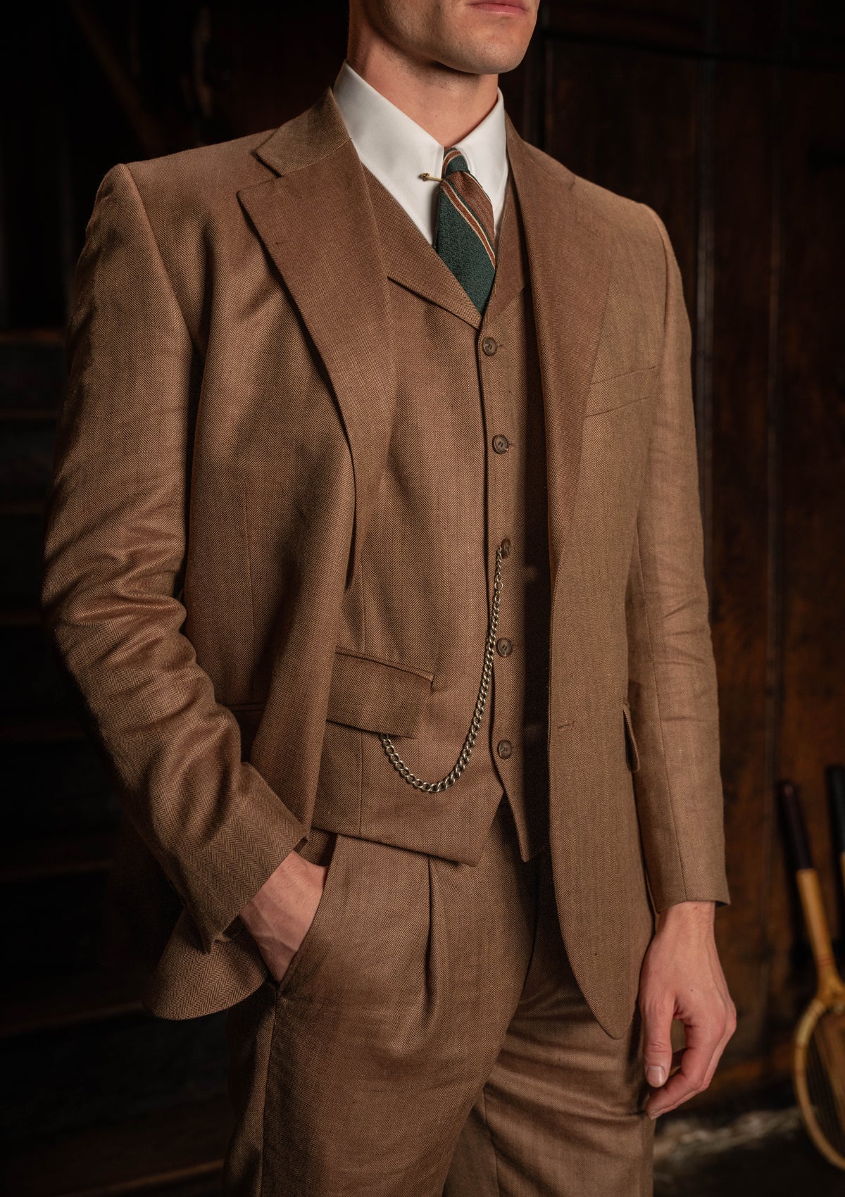 Brockman Clark Trouser - Toasted Grain Herringbone