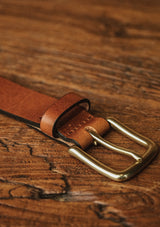 Saddle Leather Thin Belt - Tan