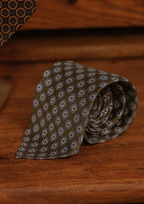 Myrtle Green & Blue Medallion - Silk Tie