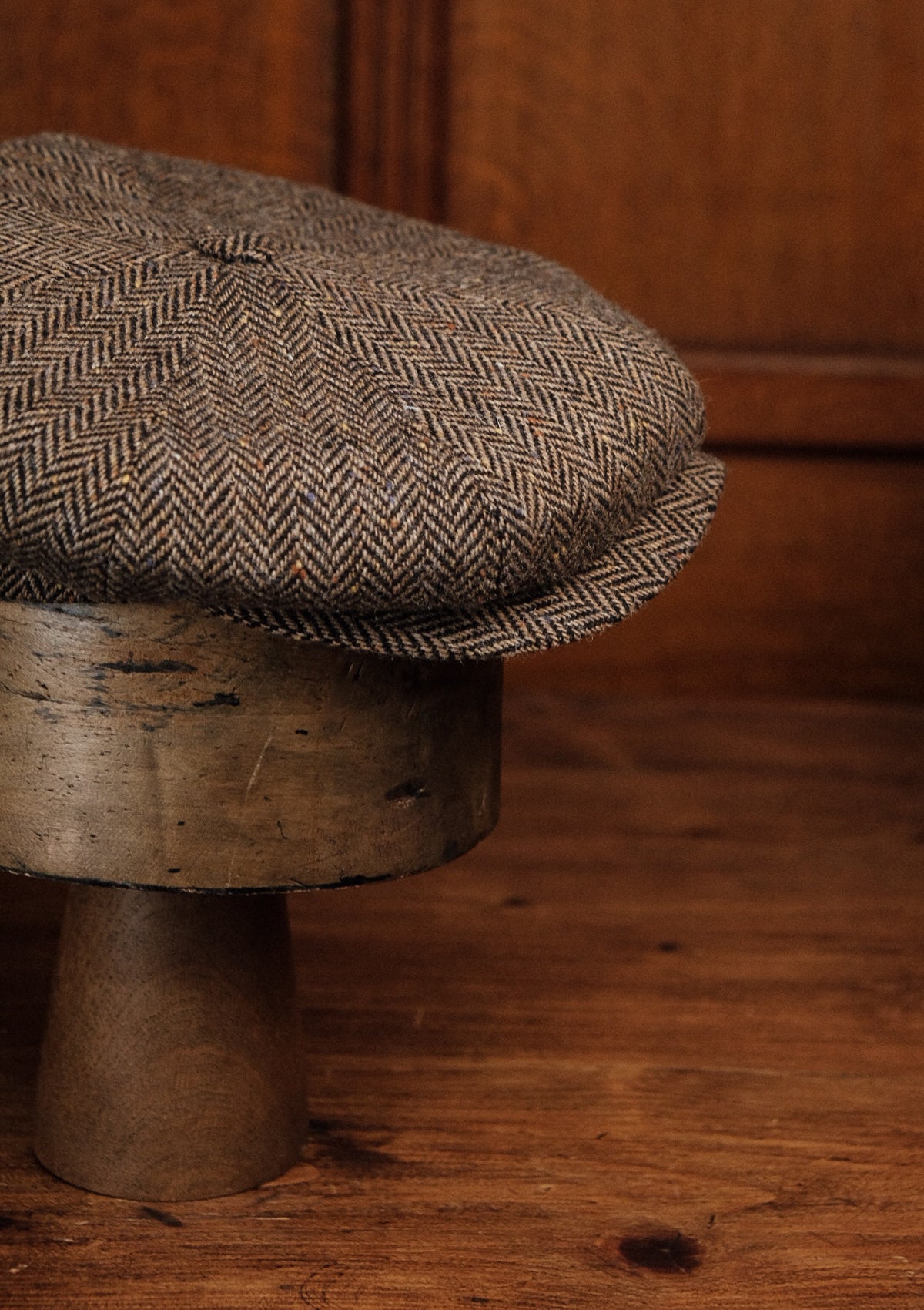 Stanton Baker Boy - (Wide-Width) Tobacco Herringbone Donegal Tweed