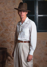 Long Sleeve Cotton Board Shirt - White